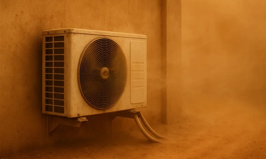AC technician repairing air conditioner in Tabuk